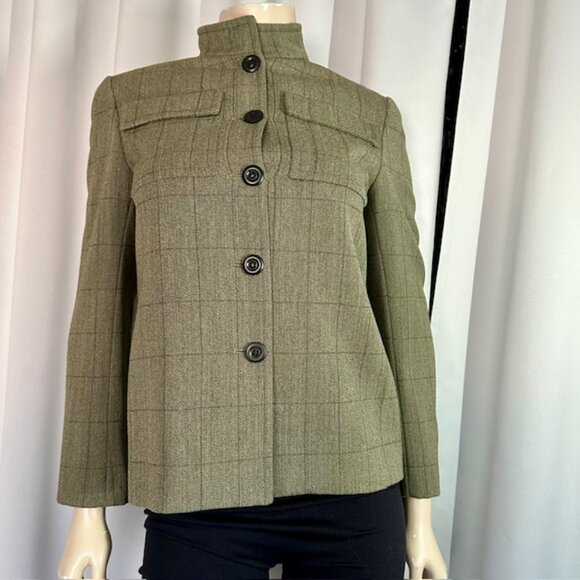 J. Crew Military green wool blend blazer jacket top pockets Size 2 - Picture 2 of 10
